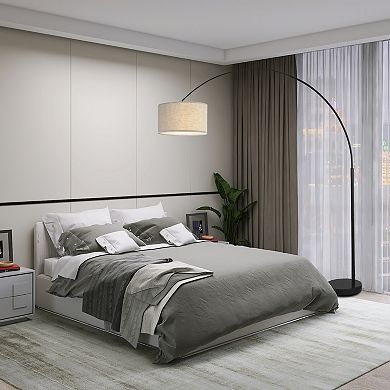 FC Design Modern 81" Tall Standing Adjustable Arched Floor Lamp with Drum Shade and Marble Base