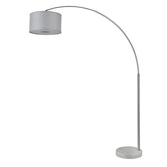 FC Design Modern 81" Tall Standing Adjustable Arched Floor Lamp with Drum Shade and Marble Base