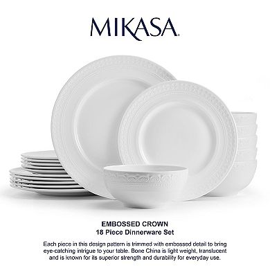 Mikasa Embossed Crown 18-Piece Bone China Dinnerware Set