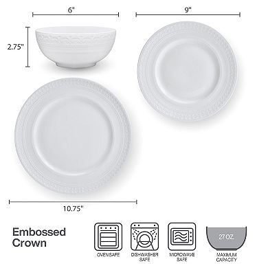Mikasa Embossed Crown 18-Piece Bone China Dinnerware Set