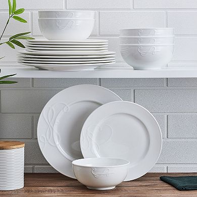Mikasa Embossed Love Story 18-Piece Bone China Dinnerware Set