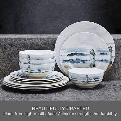 Mikasa Seaside 12-Piece Bone China Dinnerware Set