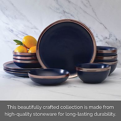 Mikasa Miller Blue 12-Piece Stoneware Dinnerware Set