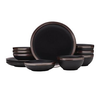 Mikasa Miller Black 12 pc Stoneware Dinnerware Set