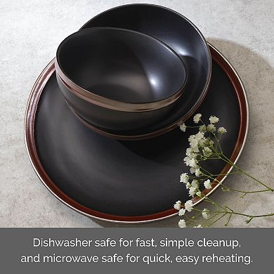 Mikasa Miller Black 12-Piece Stoneware Dinnerware Set