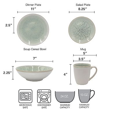 Mikasa Mira Turquoise 16-Piece Stoneware Dinnerware Set