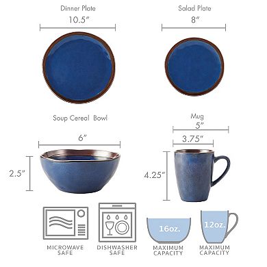 Mikasa Talia Blue 16-Piece Stoneware Dinnerware Set