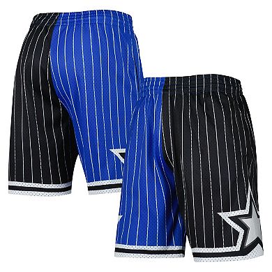 Men's Mitchell & Ness Blue/Black Orlando Magic Hardwood Classics 1994 Split Swingman Shorts