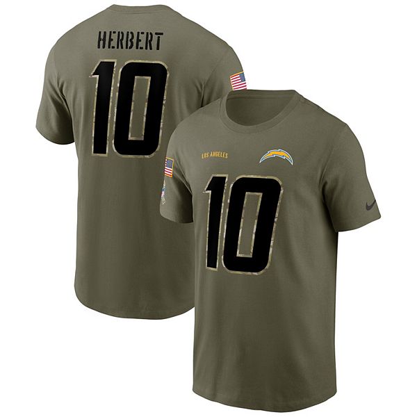 Men's Nike Justin Herbert Olive Los Angeles Chargers 2022 Salute To Service  Name & Number T-Shirt