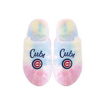 Youth FOCO Chicago Cubs Rainbow Script Slippers