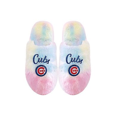 Youth FOCO Chicago Cubs Rainbow Script Slippers