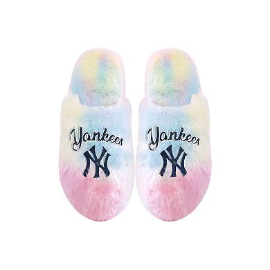 Youth FOCO New York Yankees Rainbow Script Slippers