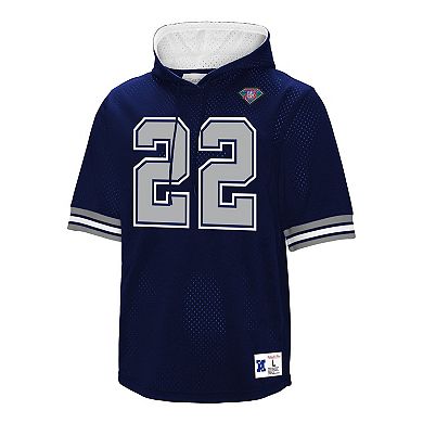 Men's Mitchell & Ness Emmitt Smith Navy Dallas Cowboys Retired Player Mesh Name & Number Hoodie T-Shirt