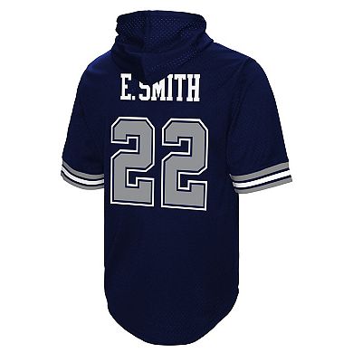 Men's Mitchell & Ness Emmitt Smith Navy Dallas Cowboys Retired Player Mesh Name & Number Hoodie T-Shirt