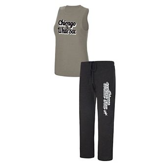 Women's Concepts Sport Black/Gray Chicago White Sox Wordmark Meter Muscle Tank Top & Pants Sleep Set