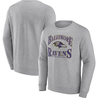 Men's Fanatics Branded Heathered Charcoal Baltimore Ravens Playability Pullover Sweatshirt