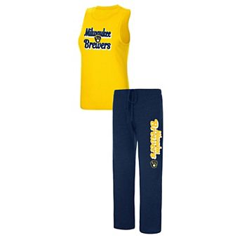 Women's Concepts Sport Navy/Gold Milwaukee Brewers Wordmark Meter Muscle Tank Top & Pants Sleep Set