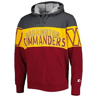 Men's Starter Heather Charcoal/Burgundy Washington Commanders Extreme Pullover Hoodie