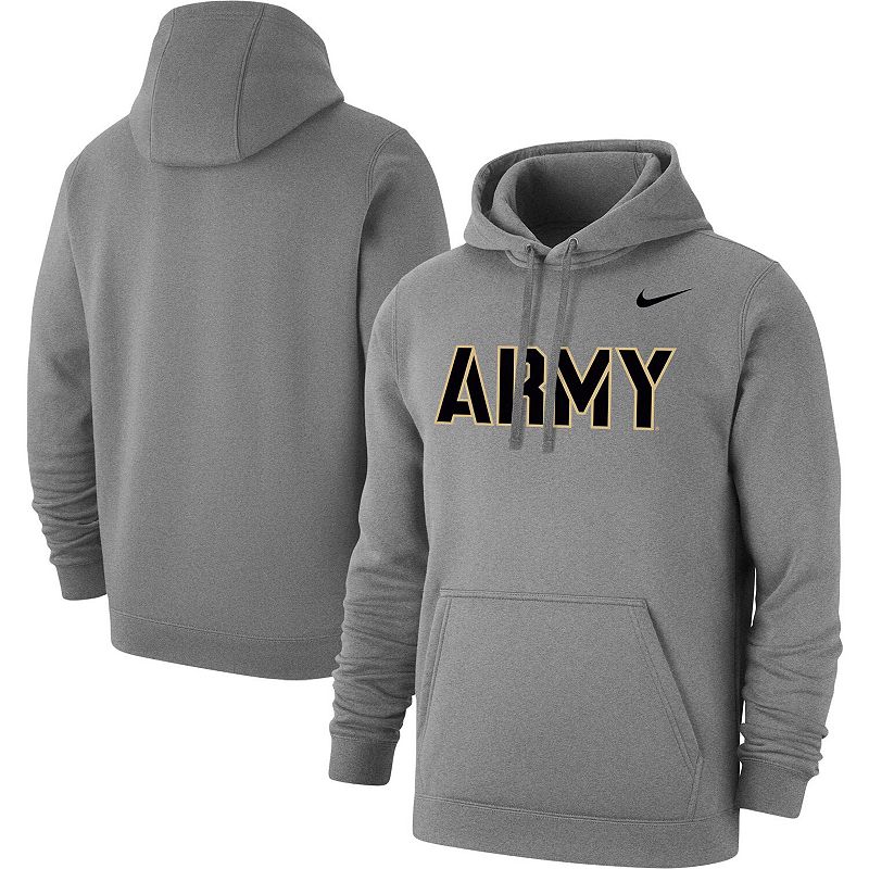 Mens Nike Heather Gray Army Black Knights Logo Club Pullover Hoodie, Size:
