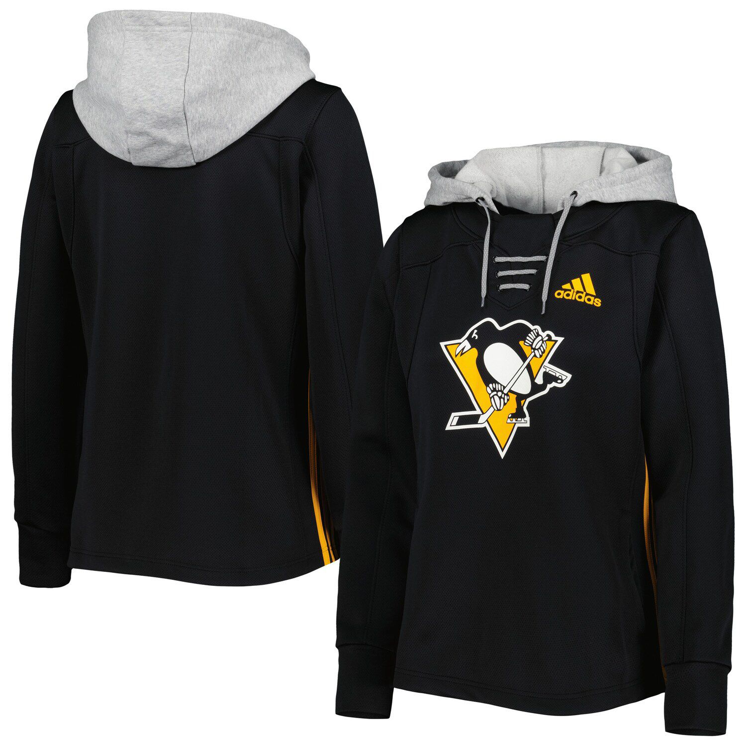 Men's Fanatics Branded Heathered Gray Pittsburgh Penguins Heritage Pullover  Hoodie