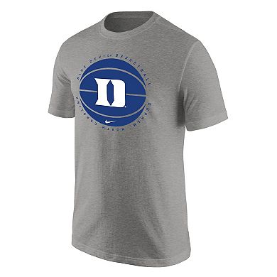 Men's Nike Heather Gray Duke Blue Devils Basketball Logo T-Shirt