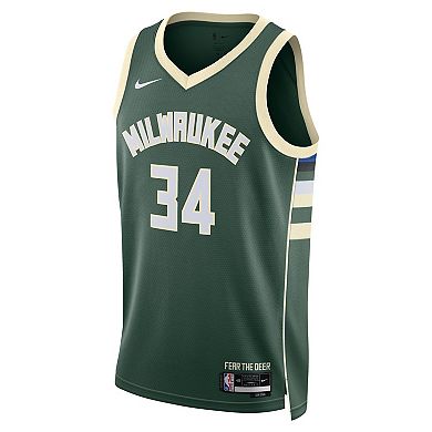 Unisex Nike Giannis Antetokounmpo Hunter Green Milwaukee Bucks 2022/23 Swingman Jersey - Icon Edition