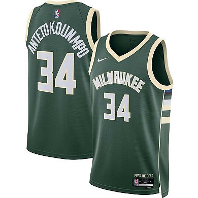 Unisex Nike Giannis Antetokounmpo Hunter Green Milwaukee Bucks 2022/23 Swingman Jersey - Icon Edition