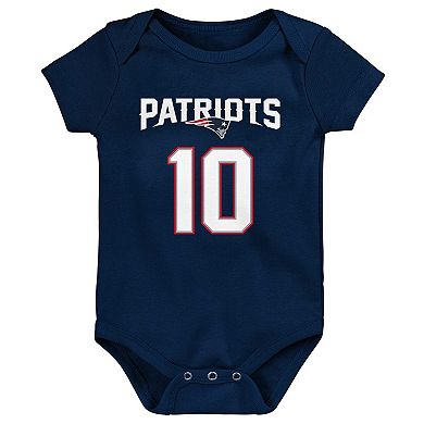 Newborn & Infant Mac Jones Navy New England Patriots Mainliner Player Name & Number Bodysuit