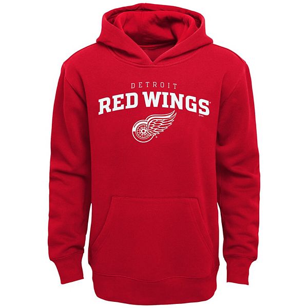 Men's Detroit Red Wings Starter Cream/Red Defense Pullover Sweatshirt