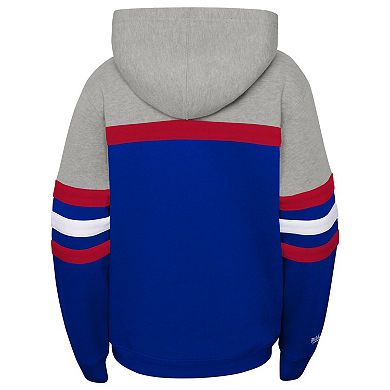 Youth Mitchell & Ness Heather Gray/Royal Los Angeles Dodgers Cooperstown Collection Head Coach Pullover Hoodie