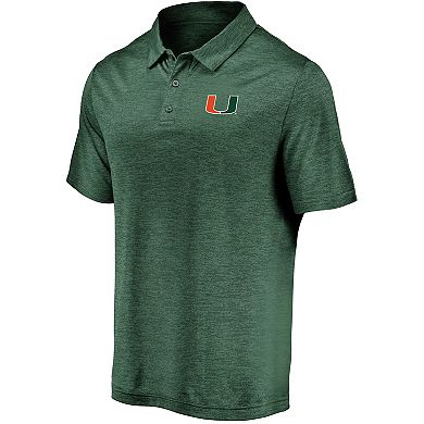 Men's Fanatics Branded Green Miami Hurricanes Primary Logo Striated Polo