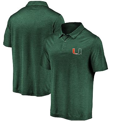 Men's Fanatics Branded Green Miami Hurricanes Primary Logo Striated Polo