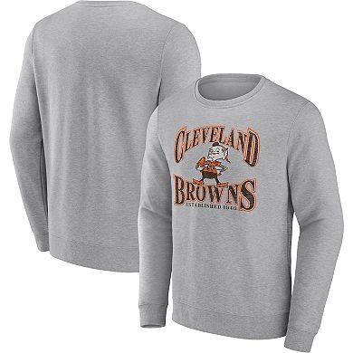 Men's Fanatics Branded Heathered Charcoal Cleveland Browns Playability Pullover Sweatshirt