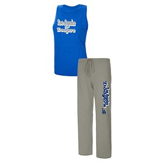 Women's Concepts Sport Gray/Royal Los Angeles Dodgers Wordmark Meter Muscle Tank Top & Pants Sleep Set