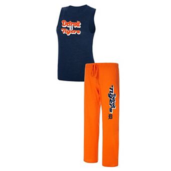 Women's Concepts Sport Orange/Navy Detroit Tigers Wordmark Meter Muscle Tank Top & Pants Sleep Set