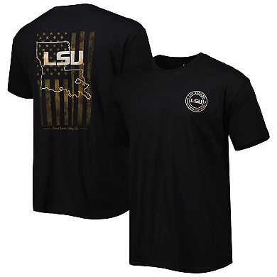 Men's Great State Clothing Black LSU Tigers Camo Flag 2-Hit T-Shirt