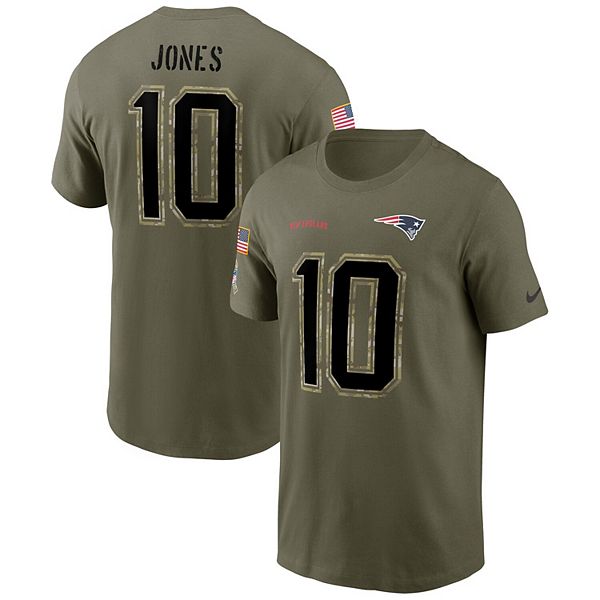 Men's Nike Mac Jones Olive New England Patriots 2022 Salute To Service Name  & Number T-Shirt