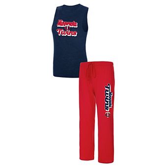 Women's Concepts Sport Red/Navy Minnesota Twins Wordmark Meter Muscle Tank Top & Pants Sleep Set