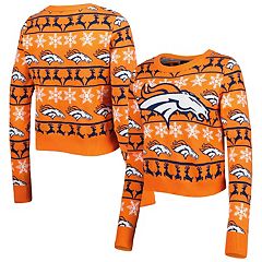 Men's Nike Orange/Royal Denver Broncos Historic Raglan Crew Performance Sweater Size: Small