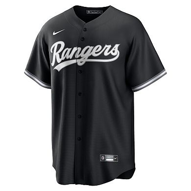 Men's Nike Black/White Texas Rangers Official Replica Jersey