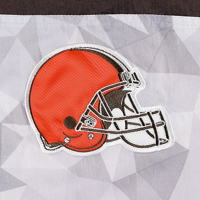 Men's Starter White/Brown Cleveland Browns Thursday Night Gridiron Raglan Half-Zip Hooded Jacket