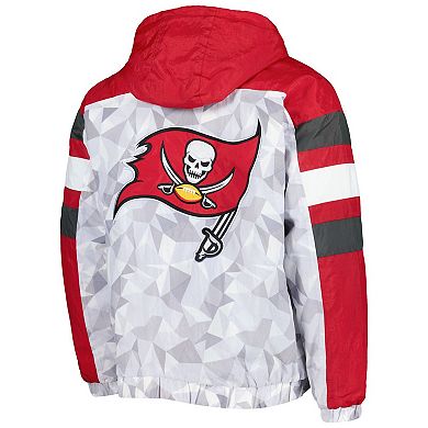 Men's Starter White/Red Tampa Bay Buccaneers Thursday Night Gridiron Raglan Half-Zip Hooded Jacket