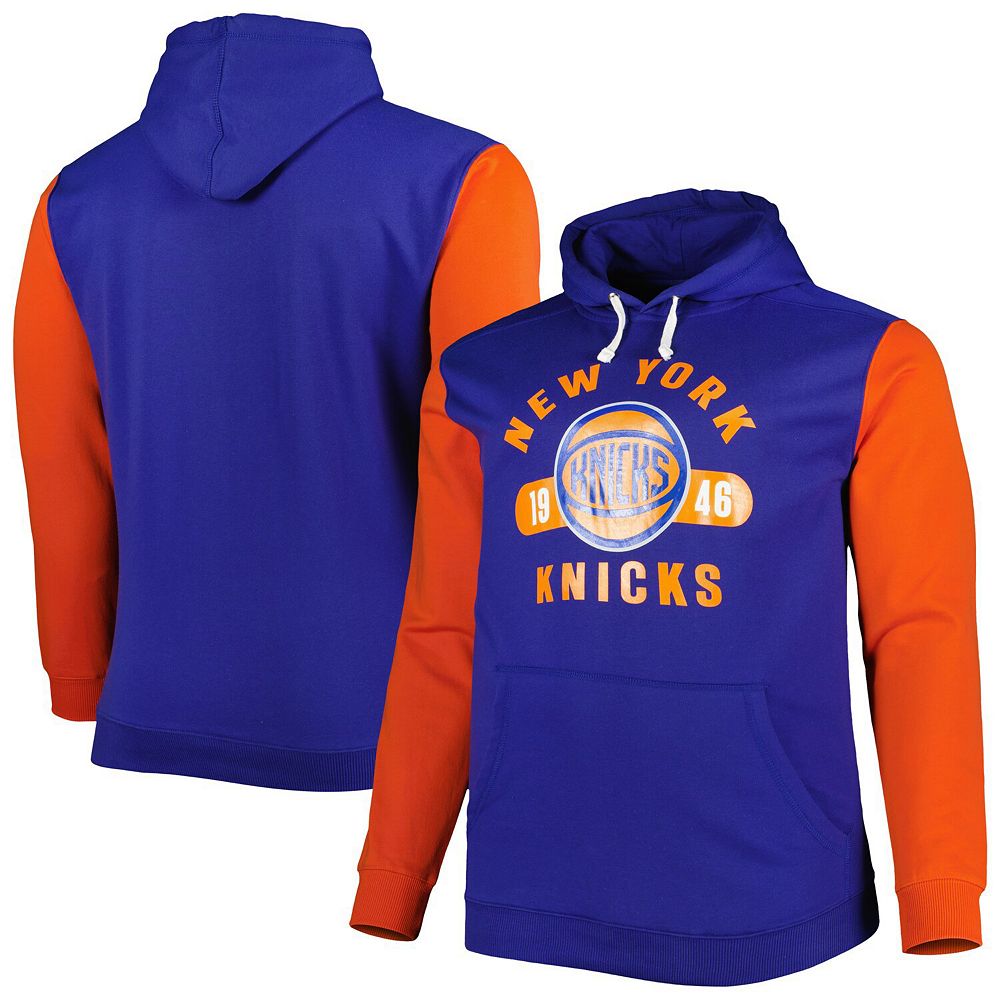 Men's Fanatics Branded Blue/Orange New York Knicks Big & Tall Bold Attack Pullover Hoodie