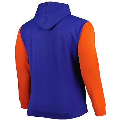 Men's Fanatics Branded Blue/Orange New York Knicks Big & Tall Bold Attack Pullover Hoodie