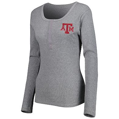 Women's Gray Texas A&M Aggies Harper Henley Long Sleeve T-Shirt