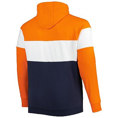 Men's New Era Navy Chicago Bears Big & Tall Throwback Colorblock Fleece Raglan Pullover Hoodie