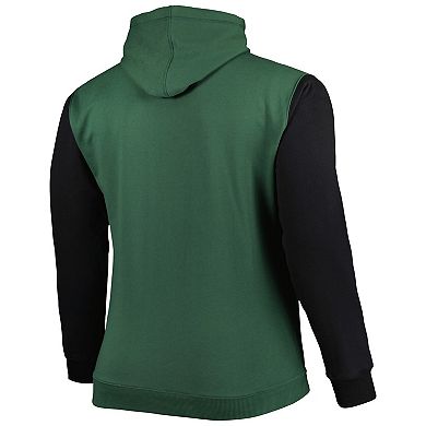 Men's Fanatics Branded Hunter Green/Black Milwaukee Bucks Big & Tall Bold Attack Pullover Hoodie