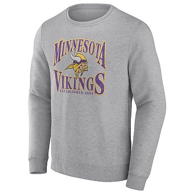 Men's Fanatics Branded Heathered Charcoal Minnesota Vikings Playability Pullover Sweatshirt