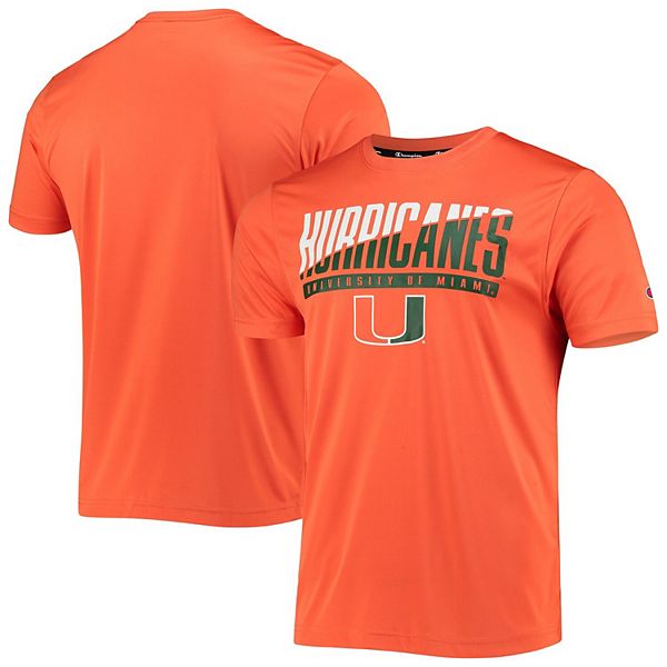 Men's Champion Orange Miami Hurricanes Wordmark Slash TShirt
