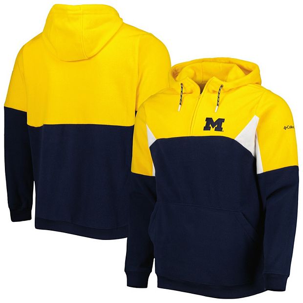 Men s Columbia Navy Michigan Wolverines Lodge Quarter Zip Pullover